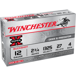 Win Super X 12 Ga 2 3/4'' 4Buck Winchester Ammunition Slug & Buckshot