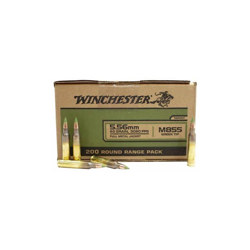 Winchester USA 5.56mm Nato 62 gr FMJ Green Tip 200 balles Winchester Ammunition Winchester