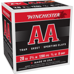 Winchester AA 28 Ga 3/4 oz 8 Winchester Ammunition Target & Hunting Lead