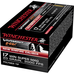 Winchester 17 WSM 20 grain Ploymere tip Winchester Ammunition Cartouche à percussion annulaire