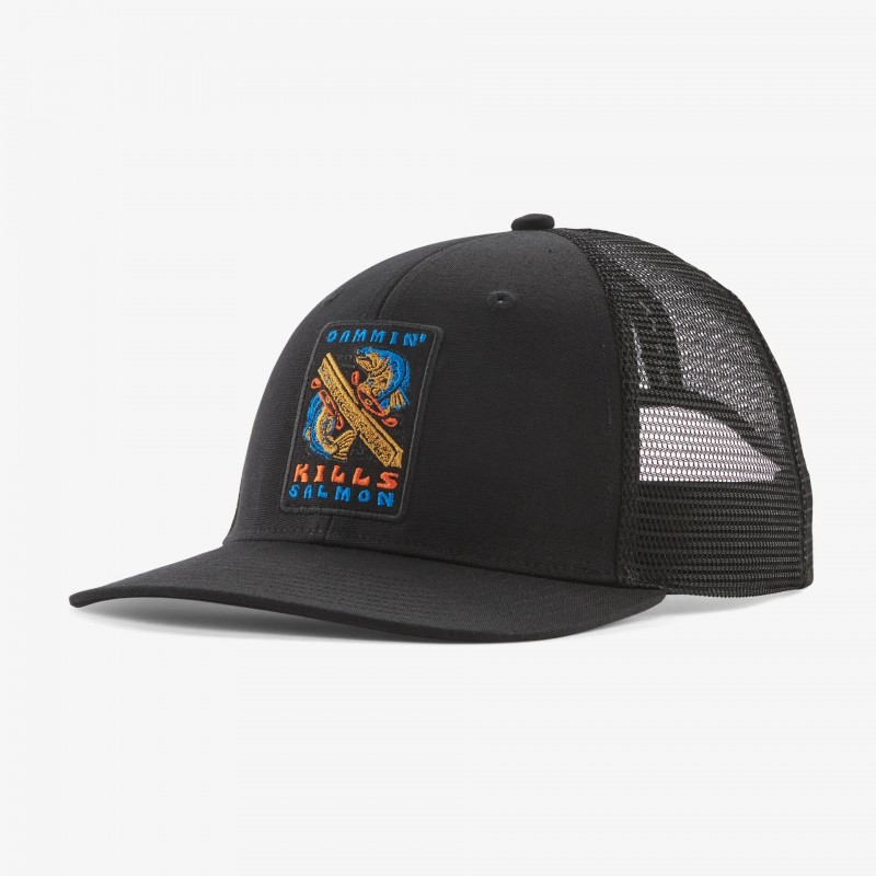 Patagonia Take a Stand Trucker Hat Dammin Kills Noir Patagonia Chapeaux et casquettes