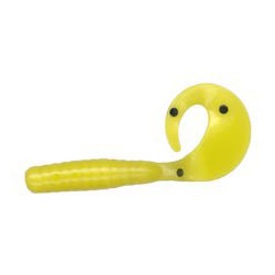 Jig A Jo Curly Tail 4'' Jaune Point Noir  Jig & Leurre souple