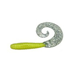 Jig A Jo curly Tail 4.5'' green Glitter Yellow  Jig & Soft Bait