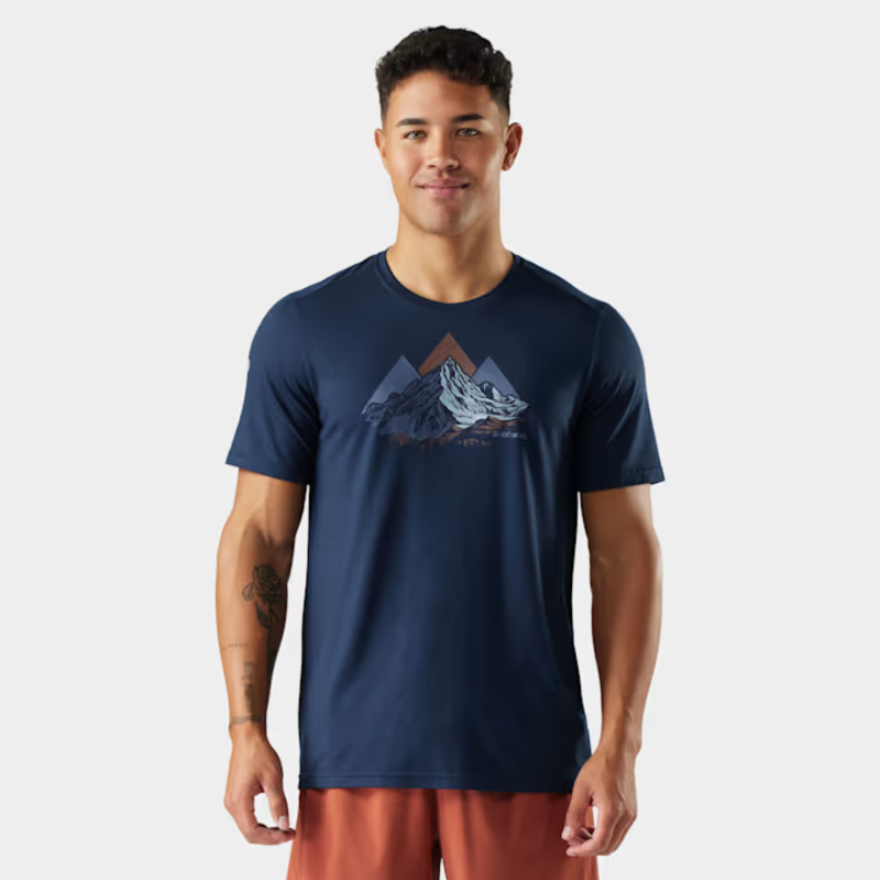 Smartwoll T-Shirt Peak Bagger pour hommes - Bleu marine - Smartwool - sporteque.ca