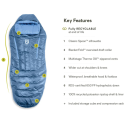 Nemo Sac de couchage large régulier Disco femme 30 Bleu horizons (-1°C) - Nemo Equipment - sporteque.ca