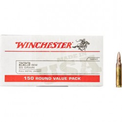 Winchester USA 223 Rem 55 gr FMJ 150 bulk Winchester Ammunition Winchester