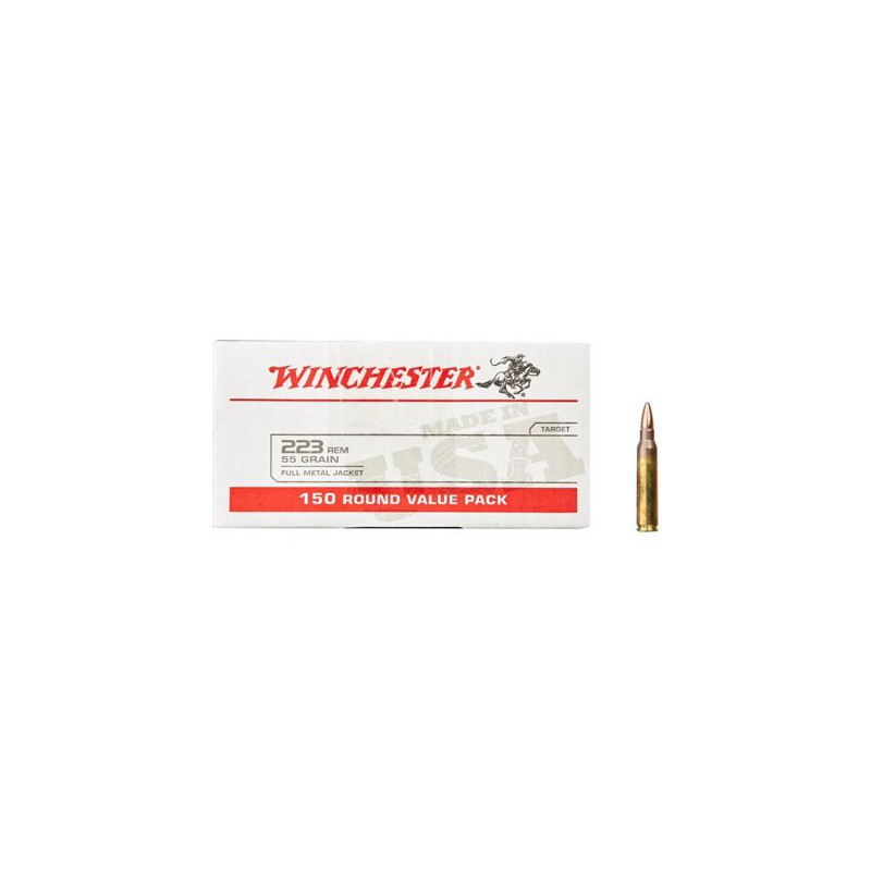 Winchester USA 223 Rem 55 gr FMJ 150 balles Winchester Ammunition Winchester