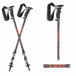 LEKI-JOURNEY LITE ANTHRACITE/rouge100-135 bâtons de marche LEKI Bâtons de randonnée